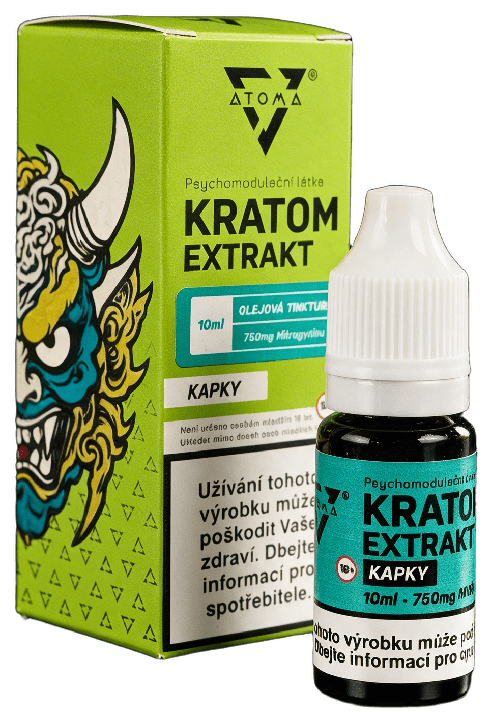Lahvička s kapátkem ATOMA Kratomové kapky 10 ml s krabičkou